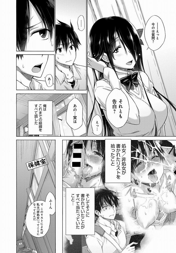 【エロ漫画】処女かどうかのリストを真実性を確かめるために他のJKのセックス現場をロッカーで２人きりで覗き見して我慢汁全開ｗｗｗ