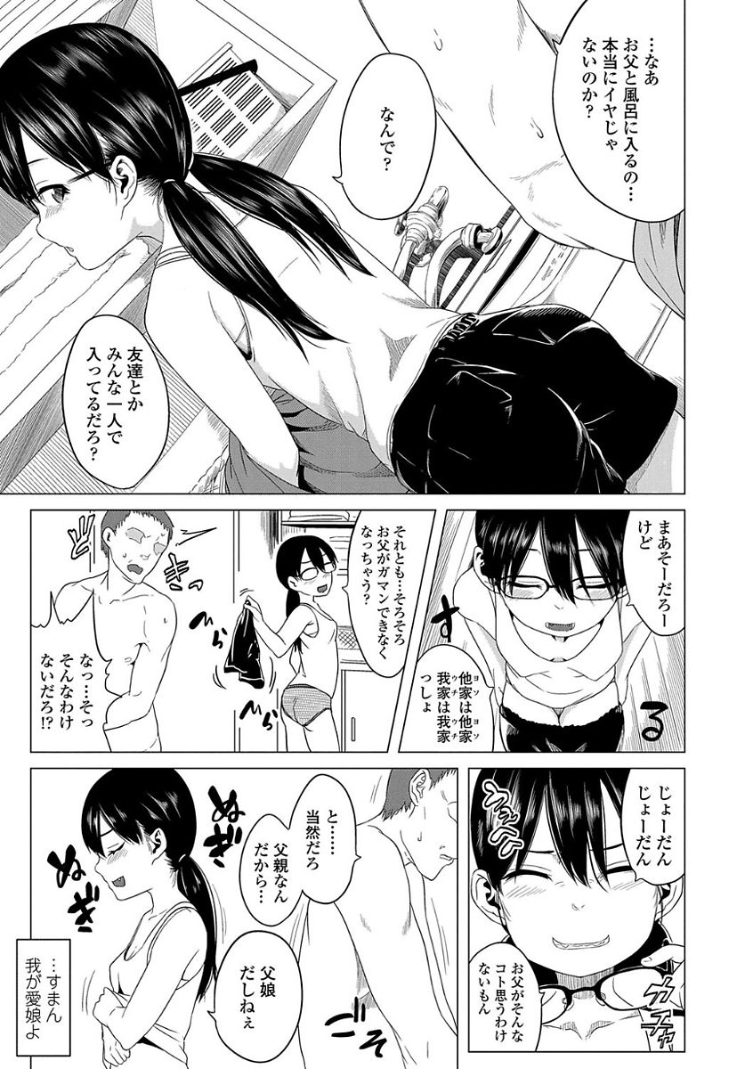 【エロ漫画】お風呂で調教されていちゃラブセックスしちゃうロリ少女…手マンやクンニで生ハメ中出しいちゃラブセックスしちゃう【堀出井靖水：綴ちゃんの処女喪失】