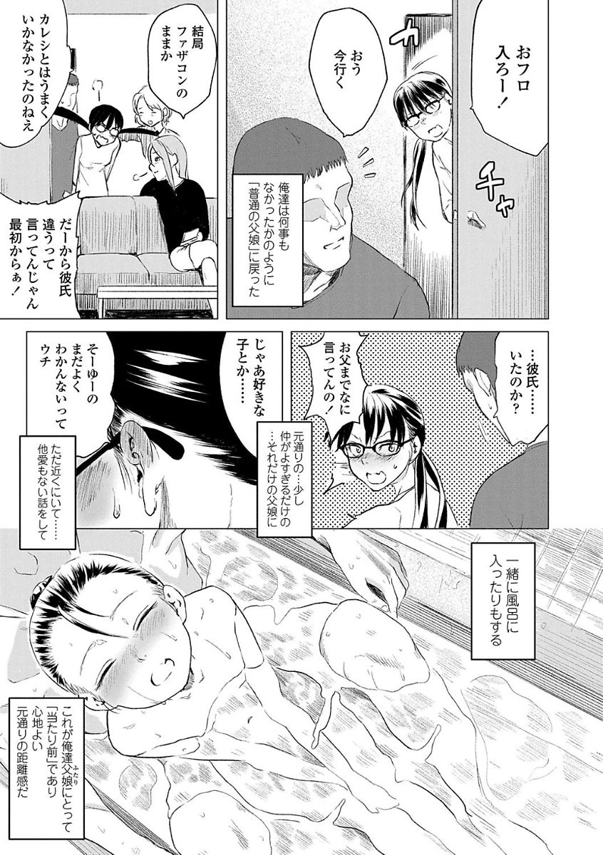 【エロ漫画】ＪＣになったのにお父さんとまだ一緒にお風呂に入っている貧乳ちっぱいで眼鏡っ子の制服ＪＣが、お父さんと一線を越えてしまったことが忘れられずにオナニーしちゃってイチャラブ父娘セックス！【堀出井靖水：綴ちゃんの処女喪失】