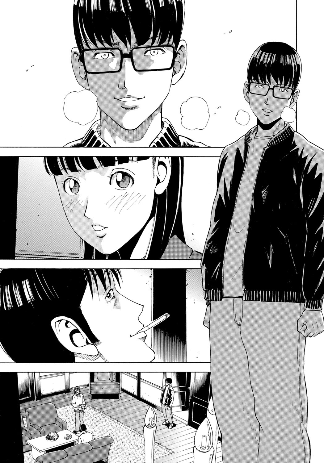 【エロ漫画】ヤクザに彼女を寝取られた男がナイフでヤクザを刺して彼女を取り戻し久しぶりの激しすぎるいちゃラブ中出しセックス！【ギタ♡レン：-水蜜桃- 最終話】 6ページ